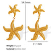 Women's Fashion Starfish 316L Stainless Steel Electroplated Earrings Ocean Series