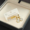 Women's Fashion Steel Heart And Flower Shaped Electroplated Earrings