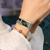 Women's Fashion Striped Square Watch Alloy Case Stainless Steel Buckle Pu Strap Mineral Reinforced Glass Mirror Waterproof Business Style