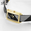 Women's Fashion Striped Square Watch Alloy Case Stainless Steel Buckle Pu Strap Mineral Reinforced Glass Mirror Waterproof Business Style
