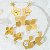 Women's Fashion Sweet Stainless Steel Flower And Heart Shape Pendant Earrings With Electroplating