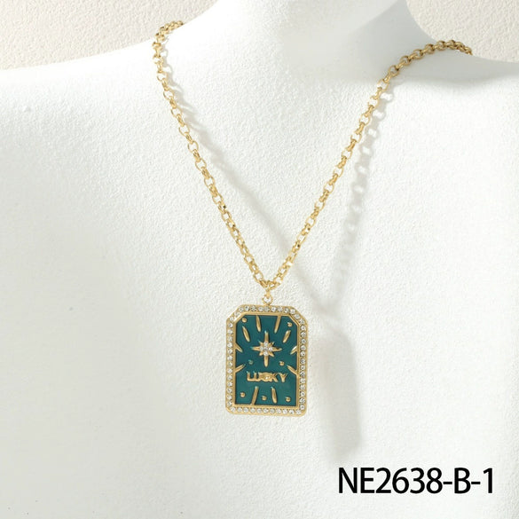 Women's Fashion Tarot Star Geometric Titanium Steel Necklace With Dripping Oil Process