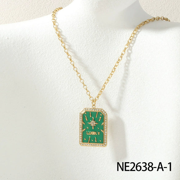 Women's Fashion Tarot Star Geometric Titanium Steel Necklace With Dripping Oil Process