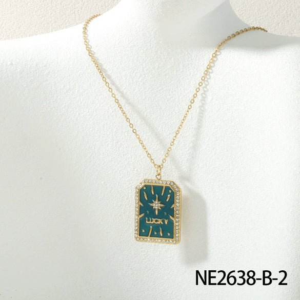Women's Fashion Tarot Star Geometric Titanium Steel Necklace With Dripping Oil Process
