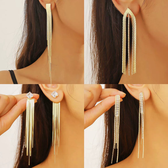 Women's Fashion Tassel Earrings Copper Heart Drop Shape Geometric Electroplated