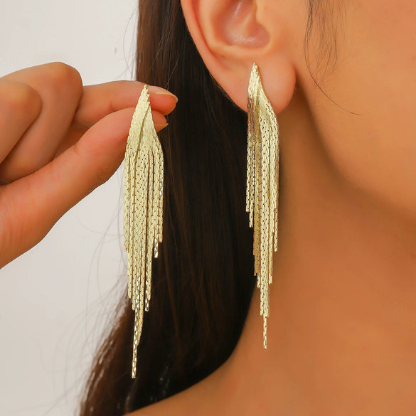 Women's Fashion Tassel Earrings Copper Heart Drop Shape Geometric Electroplated