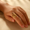 Women's Fashion Temperament Stainless Steel Snakeshaped Ring With Geometric And Animal Patterns Electroplated