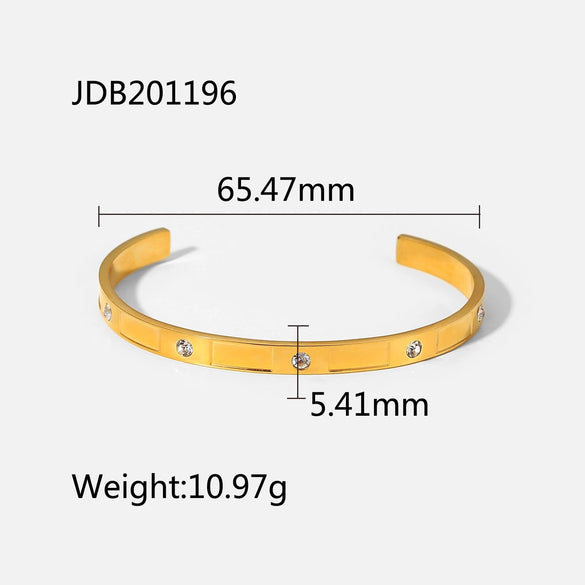 Women's Fashion Titanium Steel And Stainless Steel Geometric Zircon Inlaid Electroplated Bracelet