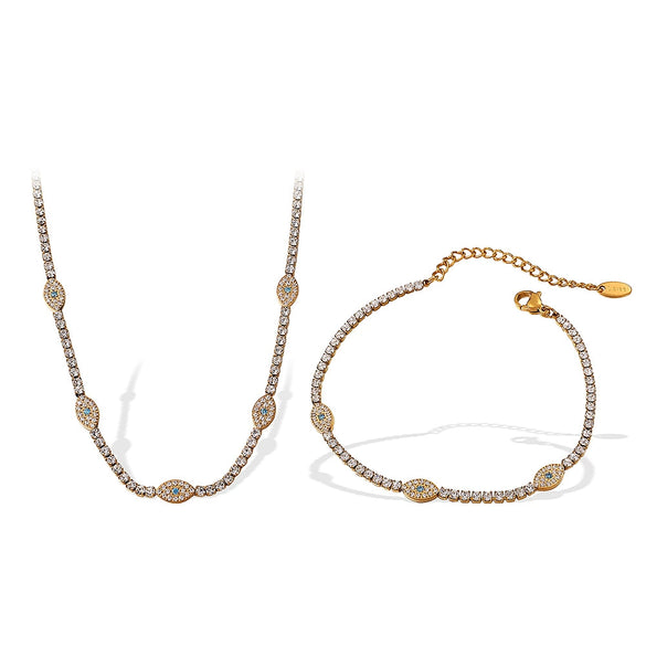 Women's Fashion 316L Stainless Steel Diamondstudded Bracelet Necklace With Roman Numerals Element And Electroplating