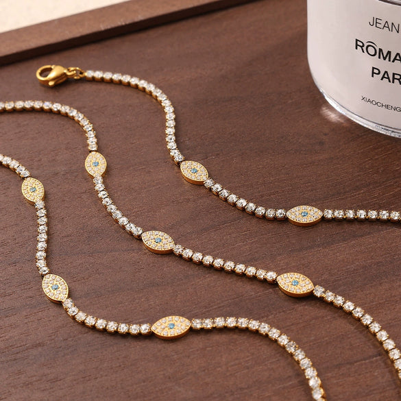 Women's Fashion 316L Stainless Steel Diamondstudded Bracelet Necklace With Roman Numerals Element And Electroplating