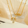 Women's Fashion 316L Stainless Steel Four Leaf Clover Cross Geometric Shape Necklace With Electroplating