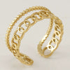 Women's Fashion Titanium Steel Geometric Hollow Opening Adjustable Ring With Electroplating