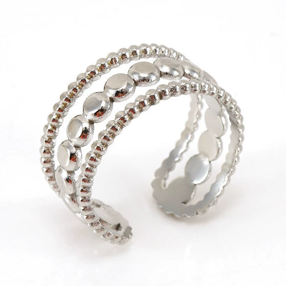 Women's Fashion Titanium Steel Geometric Hollow Opening Adjustable Ring With Electroplating