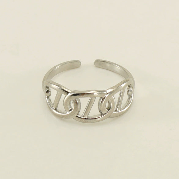 Women's Fashion Titanium Steel Geometric Hollow Opening Adjustable Ring With Electroplating