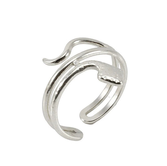 Women's Fashion Titanium Steel Geometric Hollow Opening Adjustable Ring With Electroplating