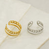 Women's Fashion Titanium Steel Geometric Hollow Opening Adjustable Ring With Electroplating