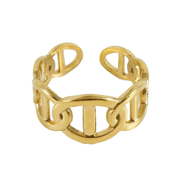 Women's Fashion Titanium Steel Geometric Hollow Opening Adjustable Ring With Electroplating