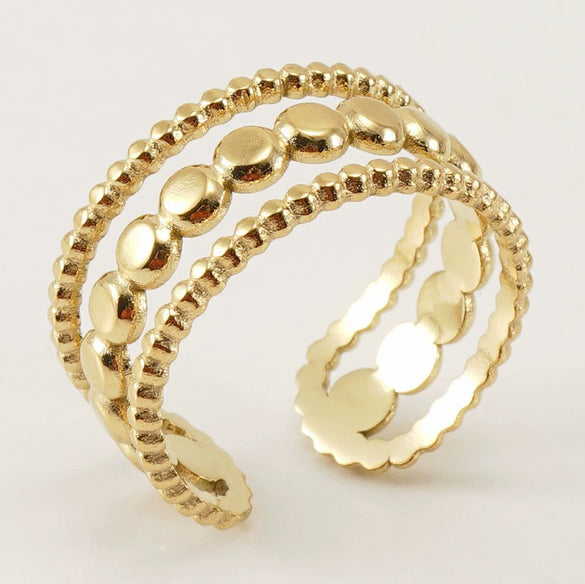 Women's Fashion Titanium Steel Geometric Hollow Opening Adjustable Ring With Electroplating