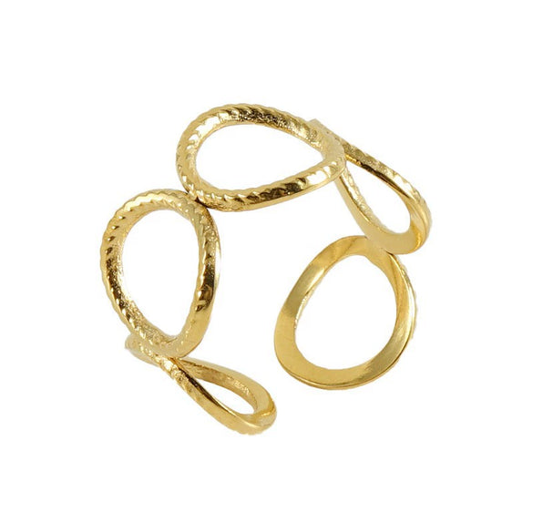 Women's Fashion Titanium Steel Geometric Hollow Opening Adjustable Ring With Electroplating