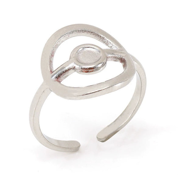 Women's Fashion Titanium Steel Geometric Hollow Opening Adjustable Ring With Electroplating