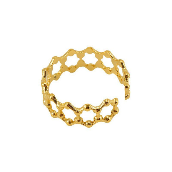 Women's Fashion Titanium Steel Geometric Hollow Opening Adjustable Ring With Electroplating