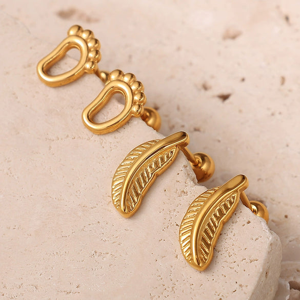 Women's Fashion 316L Stainless Steel Glossy Aircraft Robot Shape Electroplated Earrings