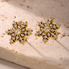 Women's Fashion Titanium Steel Inlaid Snowflake Zircon Earrings With Geometric Pattern And Pvd Plating