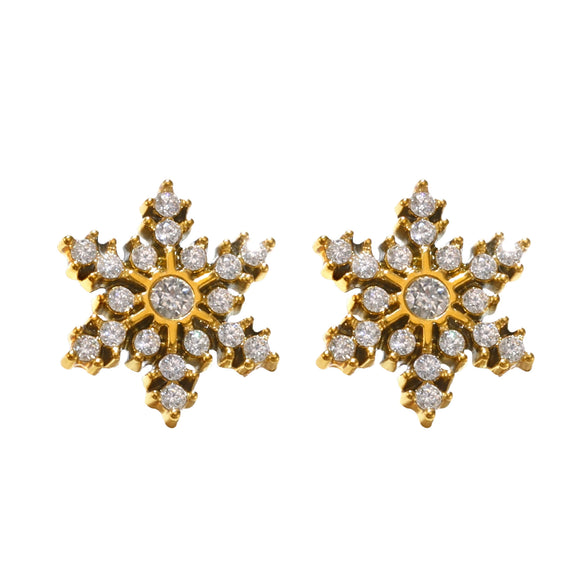 Women's Fashion Titanium Steel Inlaid Snowflake Zircon Earrings With Geometric Pattern And Pvd Plating