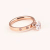 Women's Fashion Titanium Steel Rose Gold Geometric Ring With Zircon Inlay And Electroplated Finish