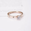Women's Fashion Titanium Steel Rose Gold Geometric Ring With Zircon Inlay And Electroplated Finish