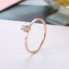 Women's Fashion Titanium Steel Rose Gold Geometric Six Claw Solitaire Ring Simple Electroplated Stainless Steel Open Finger Ring