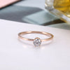 Women's Fashion Titanium Steel Rose Gold Geometric Six Claw Solitaire Ring Simple Electroplated Stainless Steel Open Finger Ring