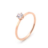 Women's Fashion Titanium Steel Rose Gold Geometric Six Claw Solitaire Ring Simple Electroplated Stainless Steel Open Finger Ring