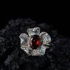 Women's Fashion Trendy Flower Design S925 Sterling Silver Natural Topaz Garnet Color Treasure Ring
