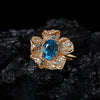 Women's Fashion Trendy Flower Design S925 Sterling Silver Natural Topaz Garnet Color Treasure Ring