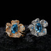 Women's Fashion Trendy Flower Design S925 Sterling Silver Natural Topaz Garnet Color Treasure Ring