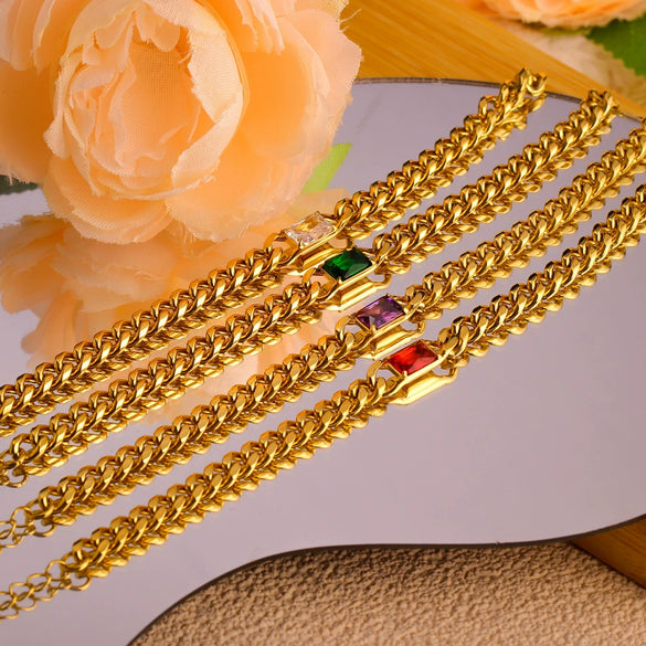 Women's Fashion Trendy Geometric Stainless Steel 18K Vacuum Goldplated Bracelet