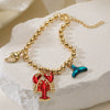 Women's Fashion Trendy Hand Jewelry Copper Geometric Lobster Crab Pendant Bracelet Micropaved