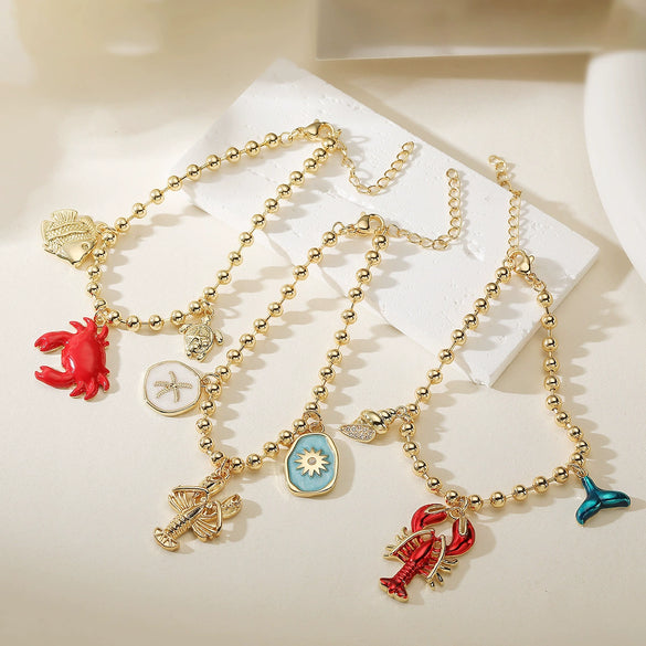 Women's Fashion Trendy Hand Jewelry Copper Geometric Lobster Crab Pendant Bracelet Micropaved