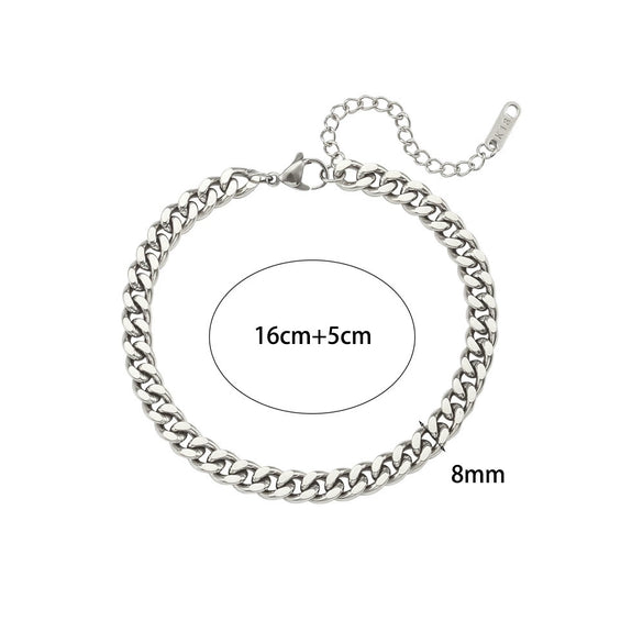 Women's Fashion Trendy Hiphop Style Stainless Steel Electroplated Geometric Chain Bracelet