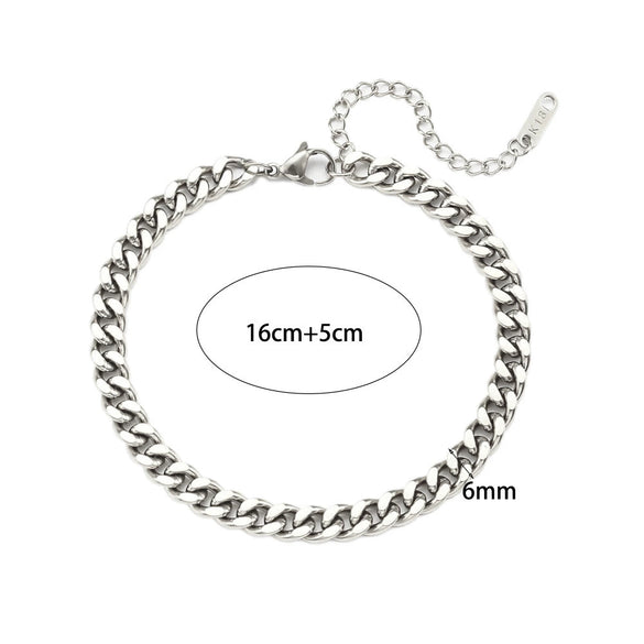 Women's Fashion Trendy Hiphop Style Stainless Steel Electroplated Geometric Chain Bracelet
