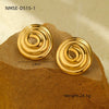 Women's Fashion Versatile Trendy Light Luxury Titanium Steel And Stainless Steel Hollow Thread Circle Disc Earrings With Electroplating
