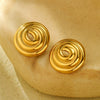Women's Fashion Versatile Trendy Light Luxury Titanium Steel And Stainless Steel Hollow Thread Circle Disc Earrings With Electroplating