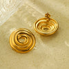 Women's Fashion Versatile Trendy Light Luxury Titanium Steel And Stainless Steel Hollow Thread Circle Disc Earrings With Electroplating