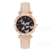 Women's Fashion Watch Bracelet Set Alloy Imitation Leather Rose Gold Buckle Round Quartz Watch
