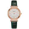 Women's Fashion Waterproof Luxury Leisure Alloy Case Sapphire Crystal Glass Mirror Imitation Leather Strap Round Dial Watch