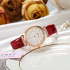 Women's Fashion Waterproof Luxury Leisure Alloy Case Sapphire Crystal Glass Mirror Imitation Leather Strap Round Dial Watch
