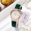Women's Fashion Waterproof Luxury Leisure Alloy Case Sapphire Crystal Glass Mirror Imitation Leather Strap Round Dial Watch
