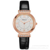 Women's Fashion Waterproof Luxury Leisure Alloy Case Sapphire Crystal Glass Mirror Imitation Leather Strap Round Dial Watch