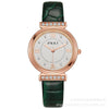 Women's Fashion Waterproof Luxury Leisure Alloy Case Sapphire Crystal Glass Mirror Imitation Leather Strap Round Dial Watch